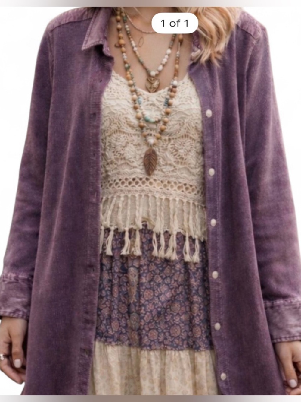 Women's Purple Long Snap closure Cardigan Sweater